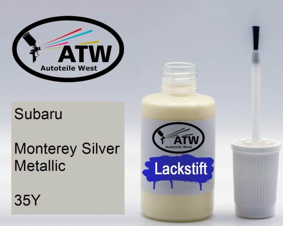 Subaru, Monterey Silver Metallic, 35Y: 20ml Lackstift, von ATW Autoteile West.